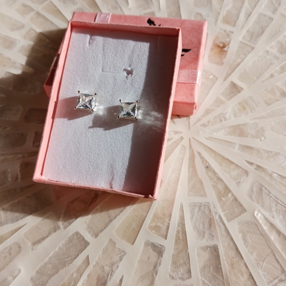 Square Diamond Stud Earrings - Picture 10 of 10